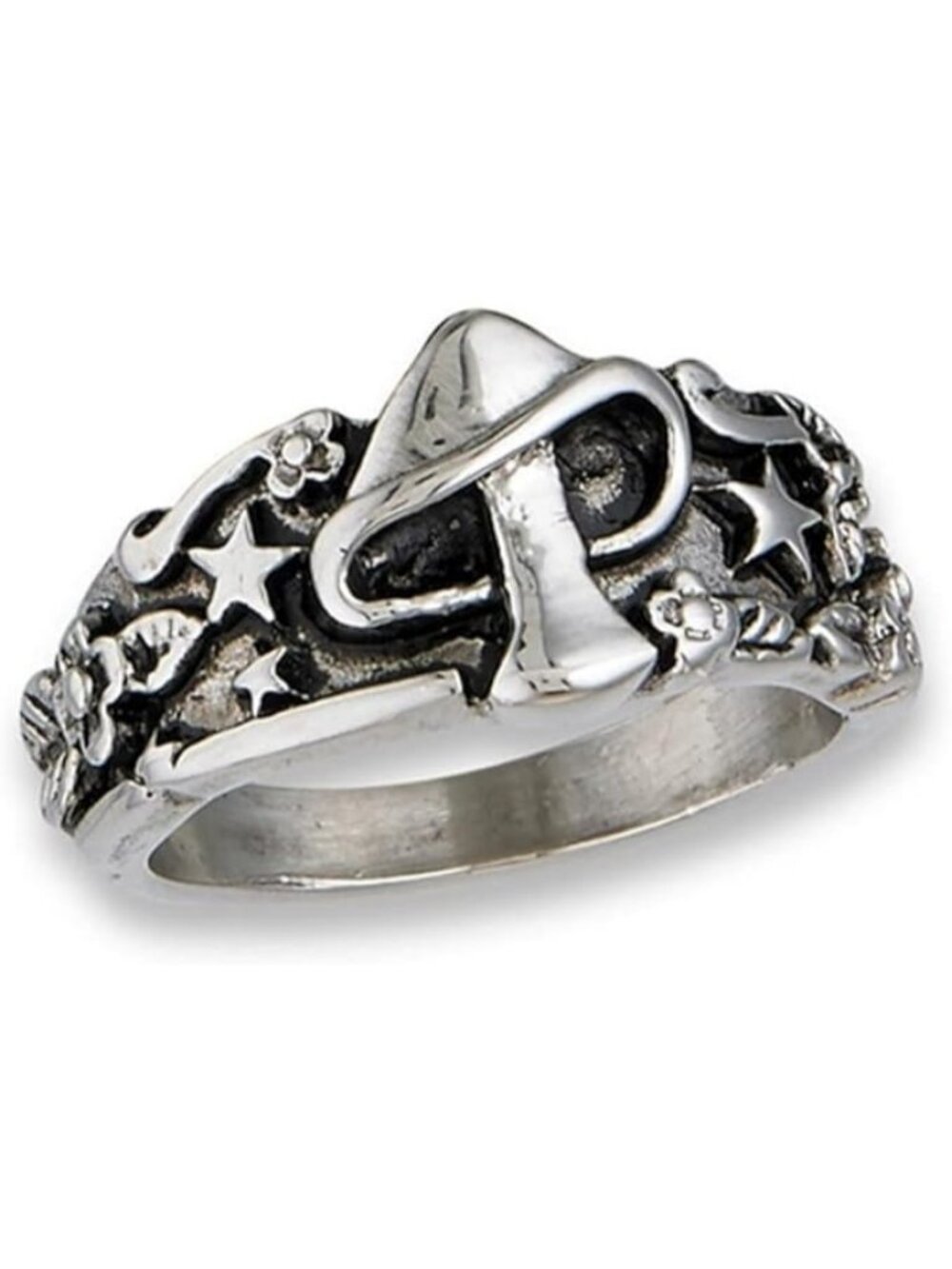 Vintage 925 Silver Mushroom Ring Turkish Star Flower Mystic Ring Bohemian Leaf